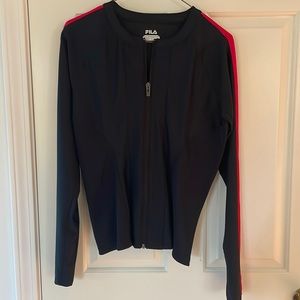 Fila black and pink athletic, fitted zip up jacket - Size S